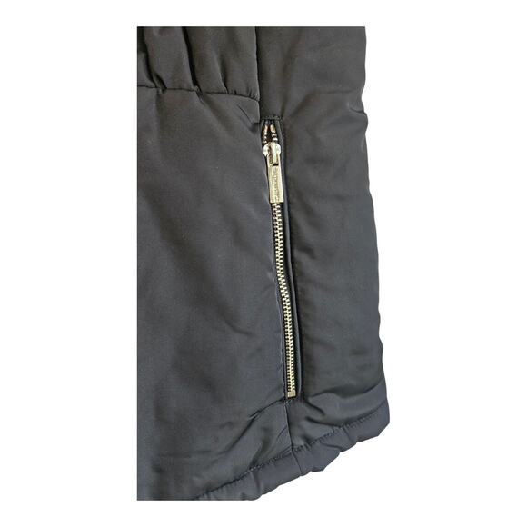 Calvin Klein Womens M Vest Black Faux Fur Collar Gold Zip Pockets Smocking - Picture 5 of 11